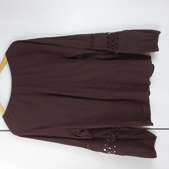 Charter Club Chocolate Brown boho Peasant Tassel Top Eyelets Neutral Sz.2X - Picture 5 of 6